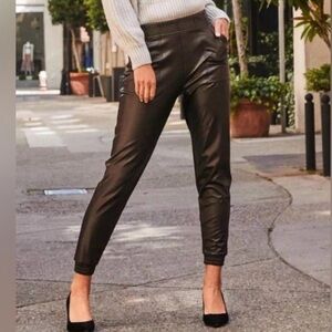 Spanx Faux Vegan Leather Joggers Pants Size Medium Black